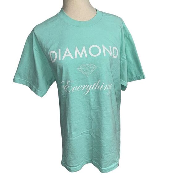 Diamond Everything Solid Tiffany light Blue 100% Cotton Short Sleeve Tee Shirt L - Picture 8 of 8